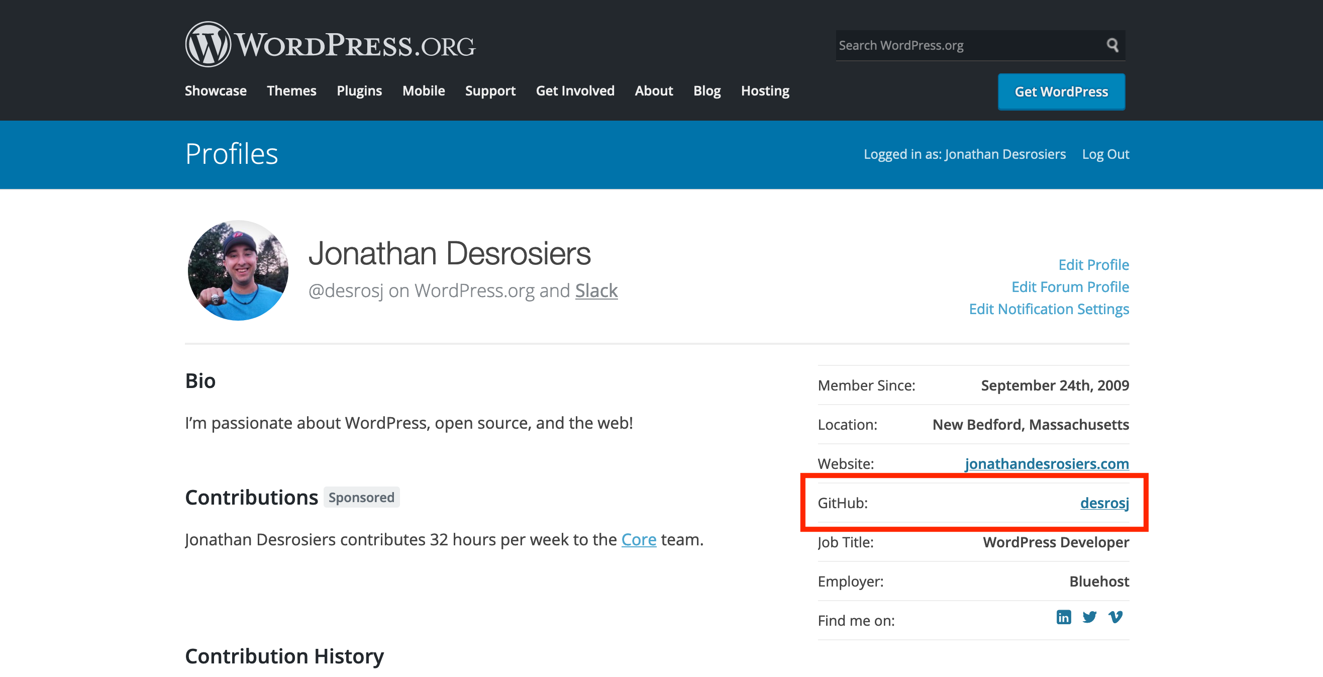 Associating GitHub accounts with WordPress.org profiles