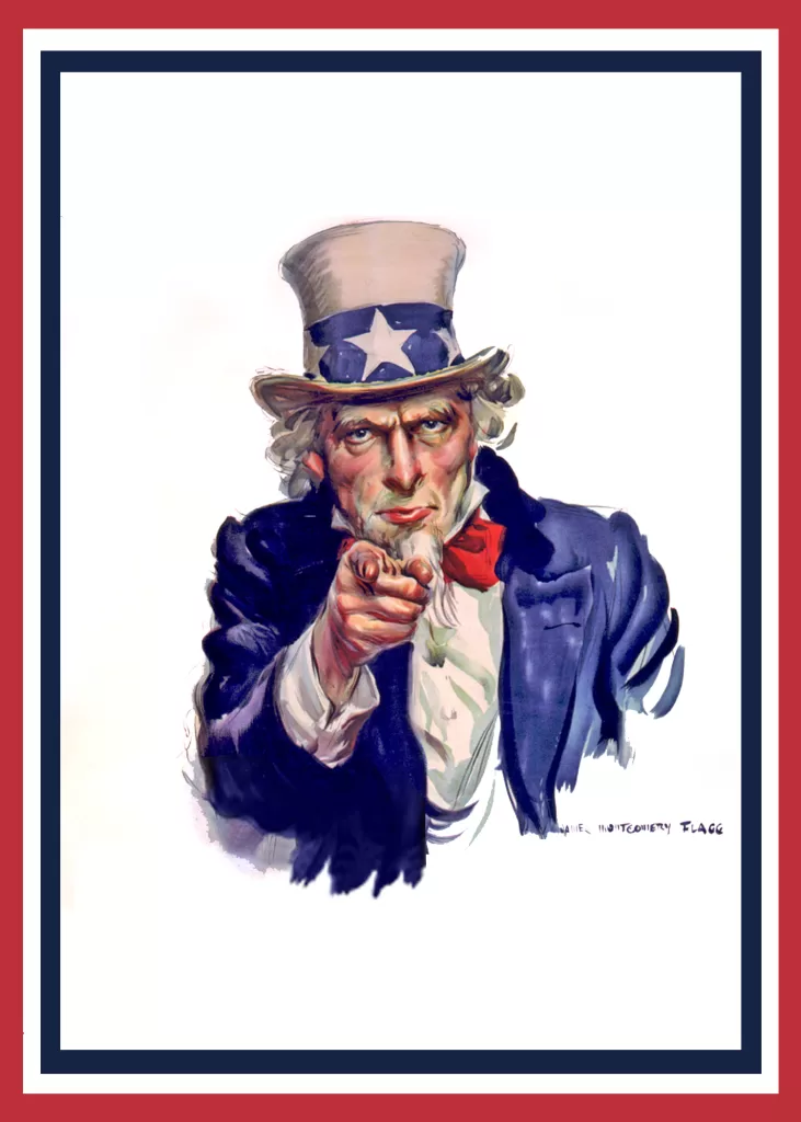 An illustration of the American Uncle Sam character pointing to the viewer.
